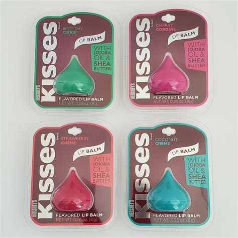 Set Of 4 Hersheys Kisses Flavored Lip Balm Coconut Strawberry Creme