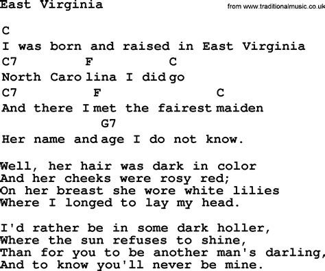 Top 1000 Folk And Old Time Songs Collection East Virginia Lyrics