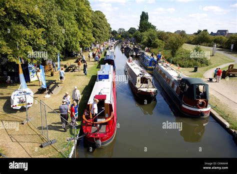 Narrowboats On The Trent Canal At Burton On Trent Hi Res Stock