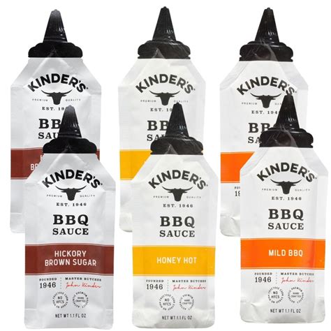 Kinder S BBQ Sauce 1 1 Fl Oz Variety Pack Of 6 Honey Hot Mild Hickory Brown Sugar Walmart