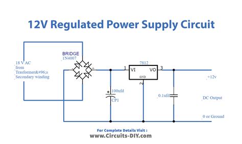 AC To DC 12V Regulated Power Supply Circuit