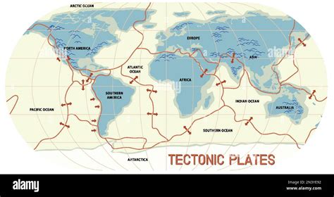 Map Of Tectonic Plates And Boundaries Illustration Stock Vector Image