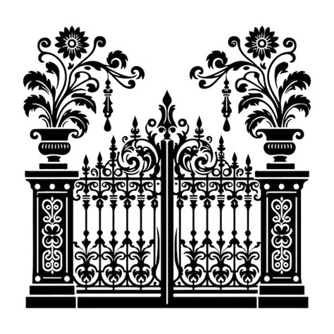 Decorative Fence Silhouette Ornamental Gates And Fences Set Vector