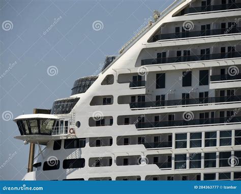 Big Cruise Ship Cabin Windows Detail Row Of Cabin Balconies Stock Image