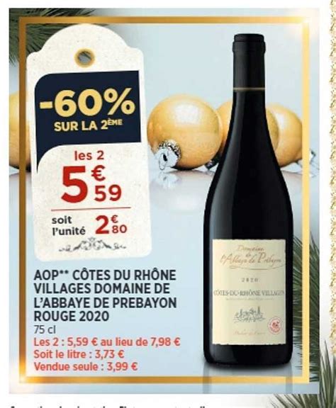 Promo Aop Côtes Du Rhône Villages Domaine De L abbaye De Prebayon Rouge