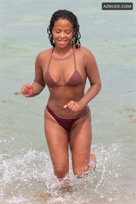 Christina Milian Sexy Hits The Beach In A Brown Bikini AZNude