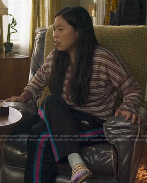 WornOnTV Noras Striped Henley Top And Track Pants On Awkwafina Is