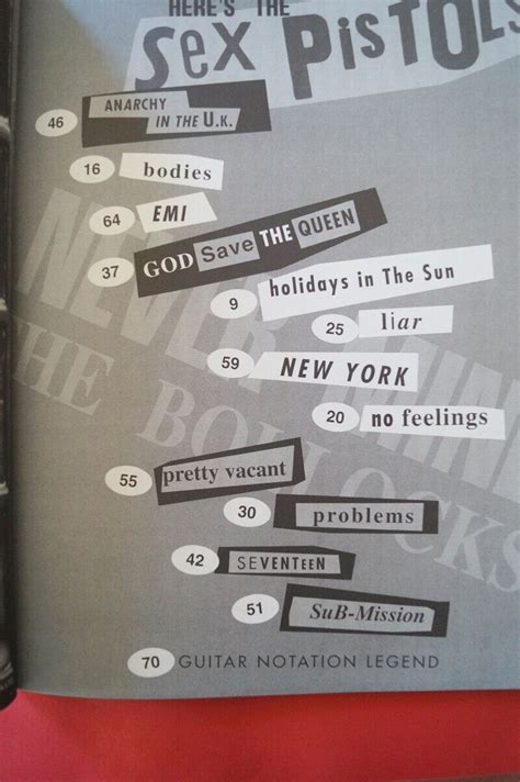 Sex Pistols Never Mind The Bollocks Songbook Notenbuch Vocal