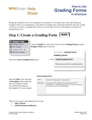 Fillable Online Community Wvu How To Use Grading Forms In Ecampus