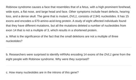 Solved Robinow syndrome causes a face that resembles that of | Chegg.com