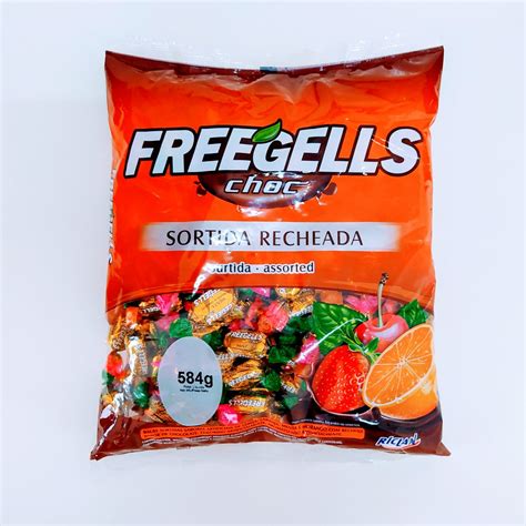 BALA FREEGELLS SORTIDA RECHEIO SABOR CHOCOLATE BelloPack Embalagens E