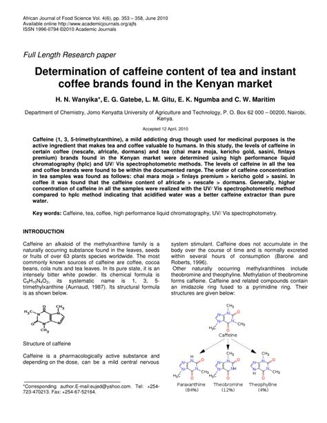 Extraction Of Caffeine From Tea Lab Report Purpose Lab Report For