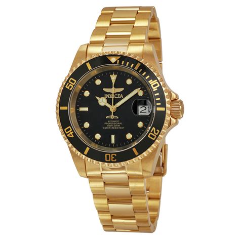 Invicta Pro Diver Black Dial Gold Plated Men S Watch 8929C Pro Diver