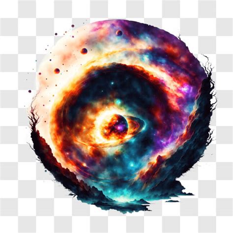 Descarga Pintura Abstracta De Galaxia Espiral Con Planetas Y Estrellas