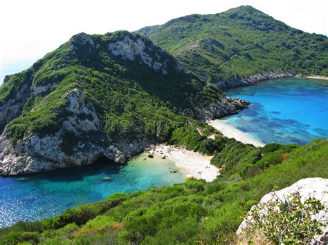 Blue Lagoon Coast Landscape Ionian Sea on Corfu Island Stock Photo ...