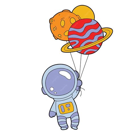 Ilustración De Vector De Personaje De Astronauta De Dibujos Animados Para Niños Vector Premium