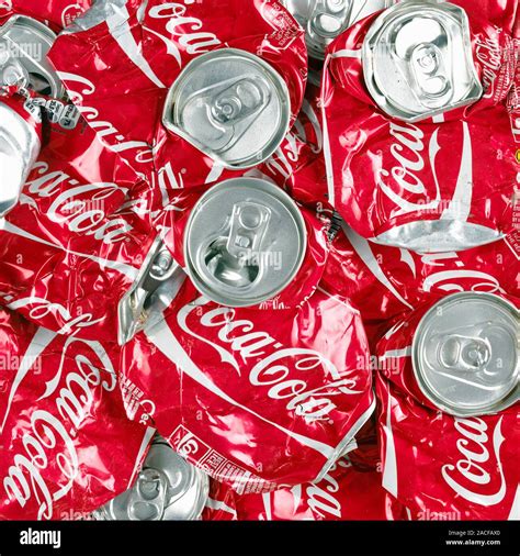 Close Up Of Crushed Coca Cola Cans Stock Photo Alamy