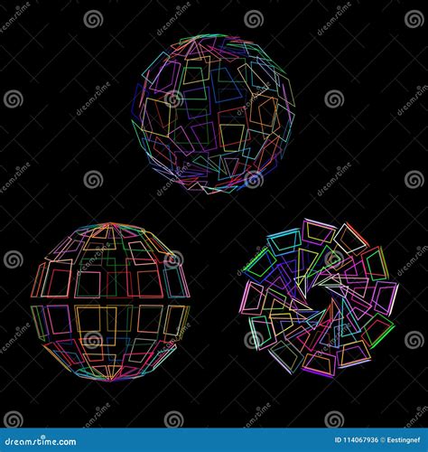 Sistema Roto Poligonal Abstracto De La Esfera Ejemplo Del Esquema Del