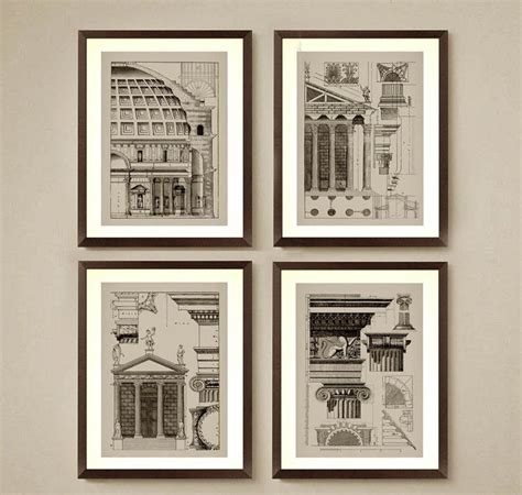 4 Architecture Art Prints. Nice Classic Architectural Decor Home or ...