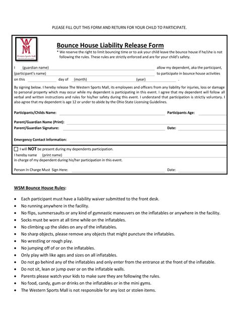 Bounce House Waiver Template Free Fill Out And Sign Online Dochub