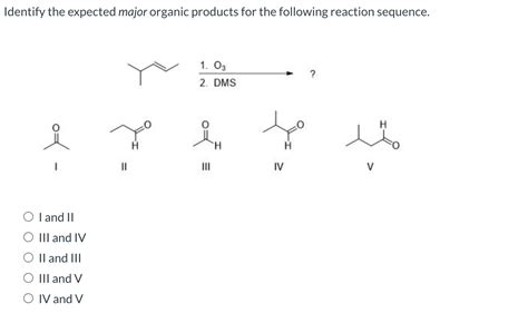 Solved Identify The Expected Major Organic Products For The