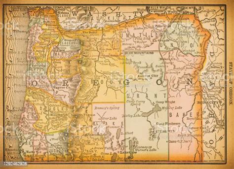 19th Century Map Of Oregon Stock Illustration Download Image Now