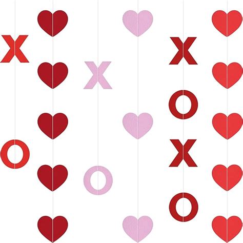 Katchon Xoxo Hanging Heart Valentine Garland 6 String