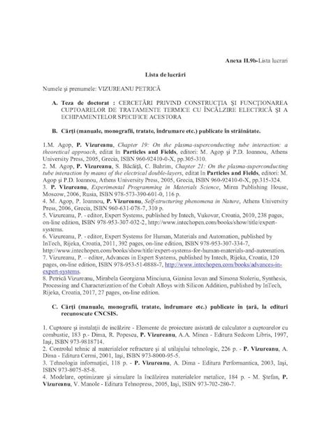 PDF Anexa II 9b Lista de lucrări A B Cărţi manuale Anexa II 9b