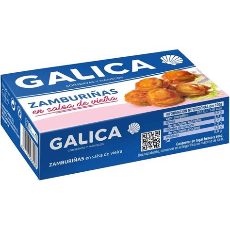 Zamburiñas en salsa de vieira de Galicia GALICA lata 111 g