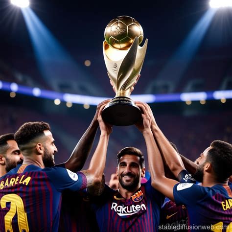 Fc Barcelona Lifting 2024 Ucl Trophy Prompts Stable Diffusion Online