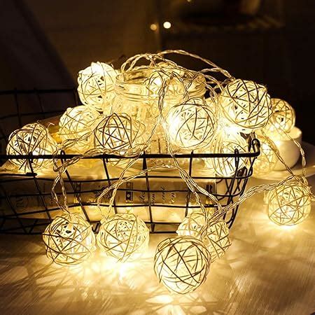 Hyal Luz Battery Operated Led String Lights M Globe Rattan Balls