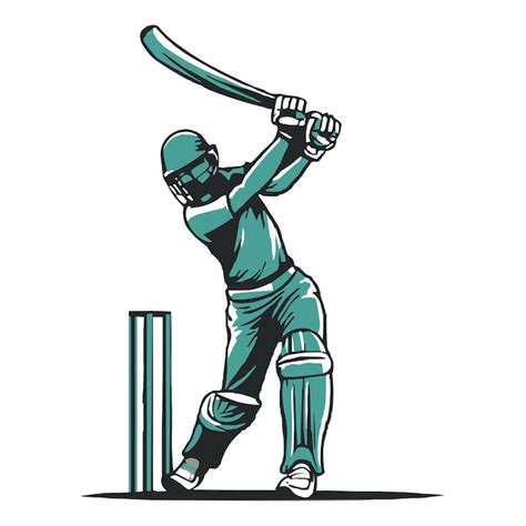 Logotipo de ação curta de jogador de críquete | Vetor Premium 