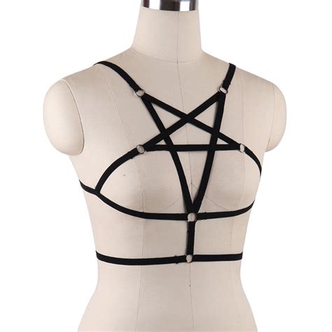 Women S Bra Black Body Harness Sexy Lingerie Spandex Harajuku Pastel