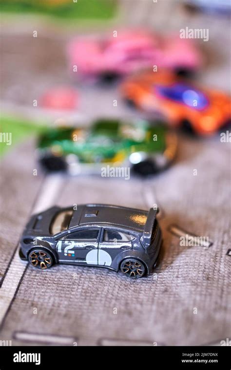 Toy Model Car Hot Wheels On A Play Road Stock Photo Alamy