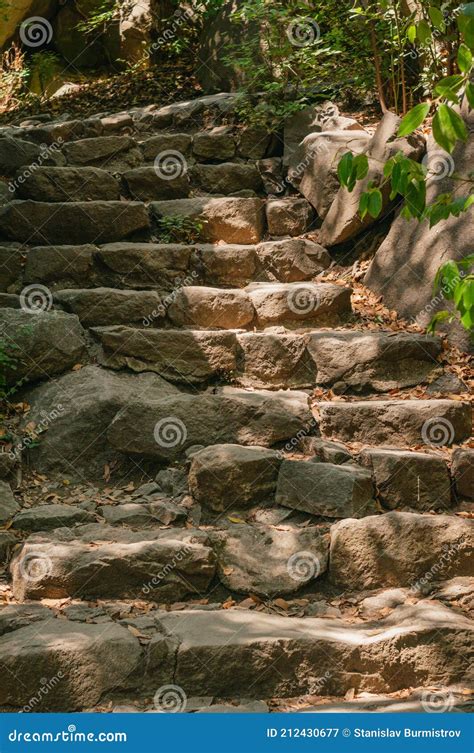 Escadas De Pedra Em Cima De Um Parque Sob Luz Solar Imagem De Stock