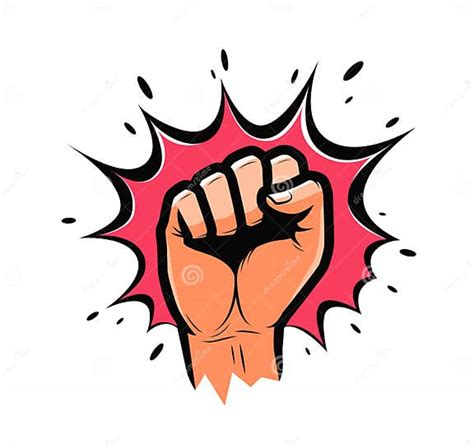 Clenched Fist Held High In Protest Strength Force Vector Illustration Stock Vector