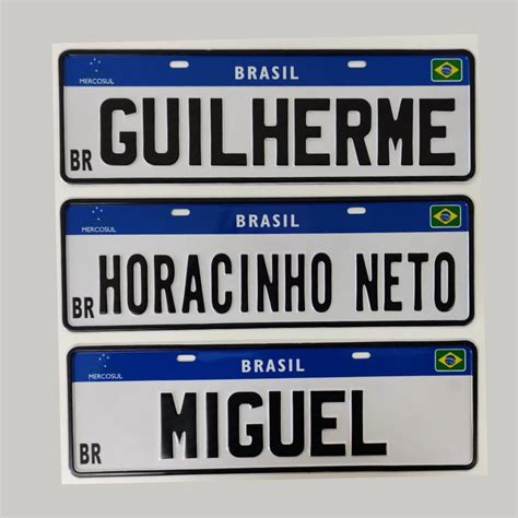 Placa Mercosul Carro Personalizada Nome Alto Relevo Elo