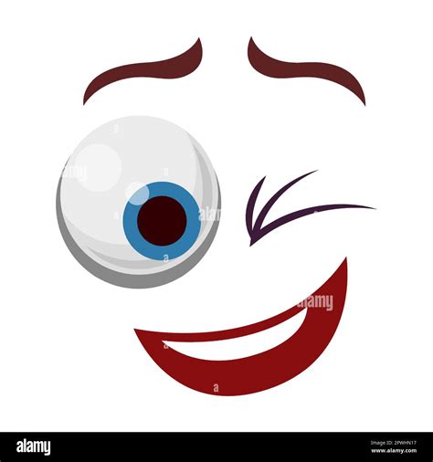 Comic Face Winks An Eye Vector Illustration Eyes And Mouth Of Cute