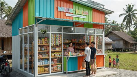 desain warung sembako  baja ringan cocok  usaha rumahan modern