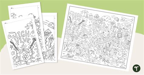 Collaborative Colouring Mural Giant Colouring Pages Teach Starter