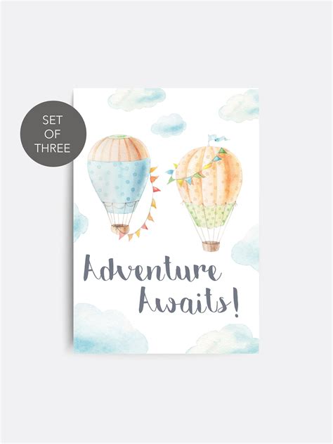 Hot Air Balloon Nursery Wall Art Set Of Nursery Prints Etsy