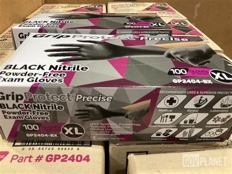 Surplus 493 Boxes Of Gripprotect Precise Xl Black Nitrile Powder Free