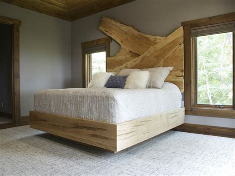 Live Edge Headboard Spalted Beech Platform Bed With Live Edge Slab