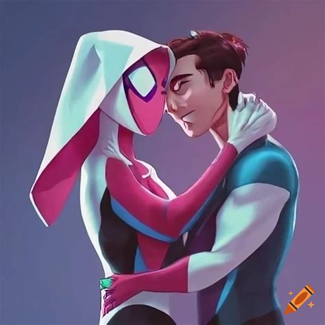 Spider Gwen Hugging Peter Parker On Craiyon