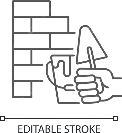 Wall Building Linear Icon Illustration Drawing Bricklaying Vector