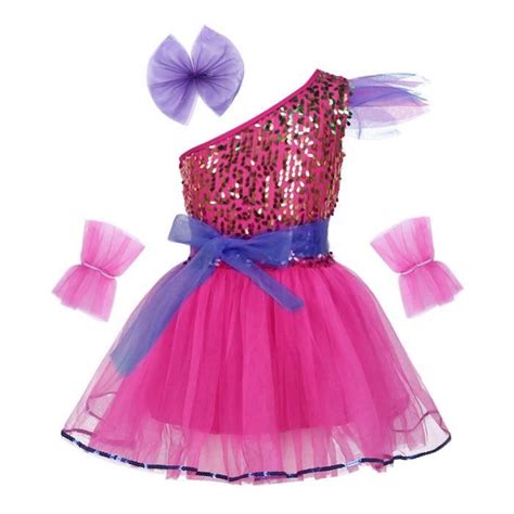 Inlzdz Enfant Fille Ensemble Danse Paillette Tutu Robe Pompom Girl