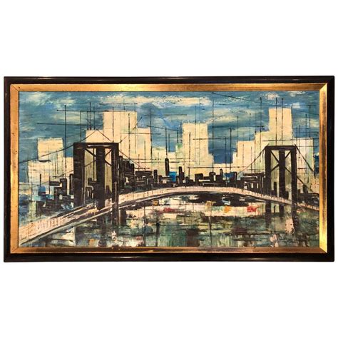 Mid Century Cityscape Painting At 1stdibs Mid Century Painting Mid