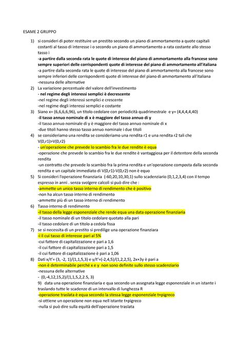 Esame Gruppo Esercitazioni Matematica Finanziaria Universit