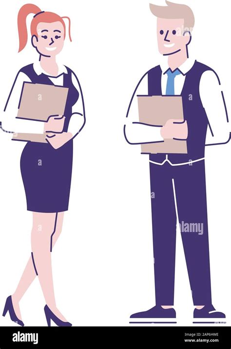 Receptionists Flat Vector Character Personal Assistants Client Managers Office Workers With