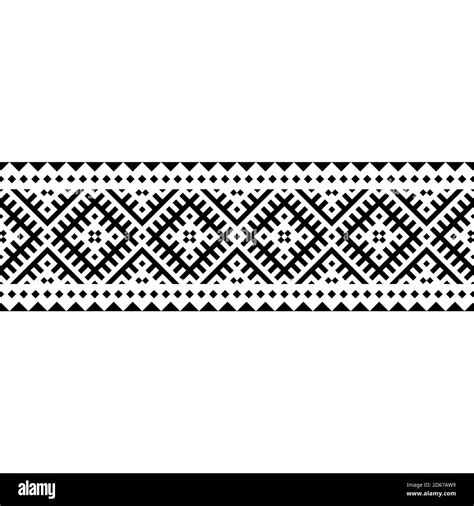 Aztec Ethnic Seamless Pattern Design In Black And White Color Stock